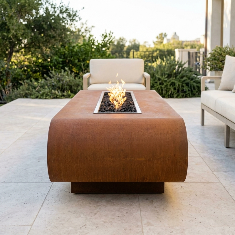 The Outdoor Plus 84" La Jolla Fire Pit — Corten Steel — alternate view