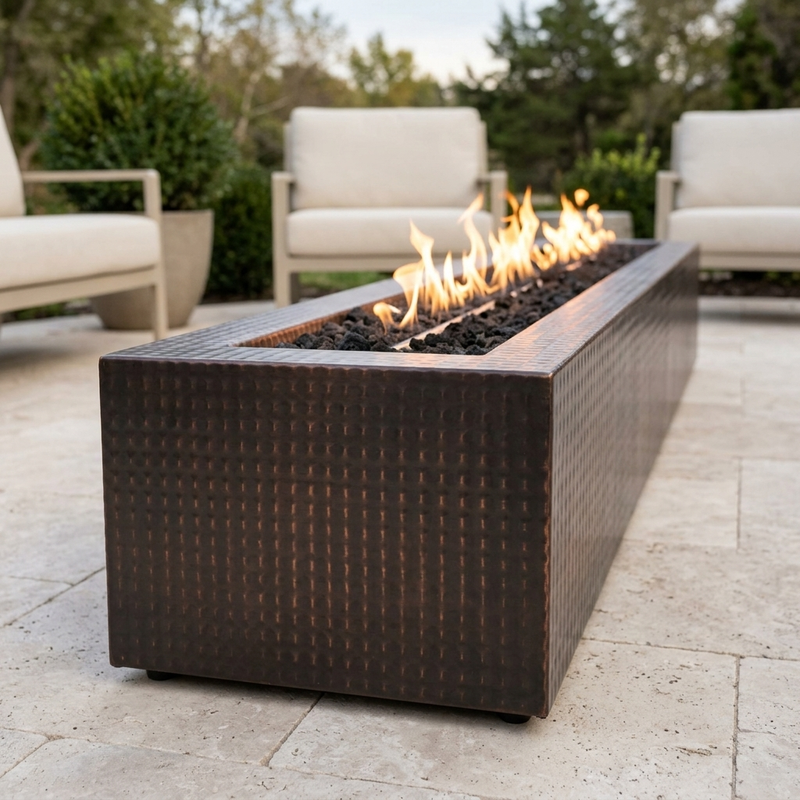 The Outdoor Plus 72" Eaves Fire Pit — Hammered Copper — alternate view