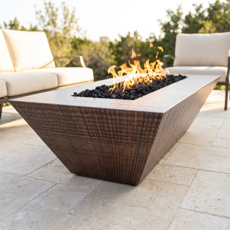 The Outdoor Plus 96" Atlantic Fire Pit — 18" Tall — Hammered Copper — alternate view
