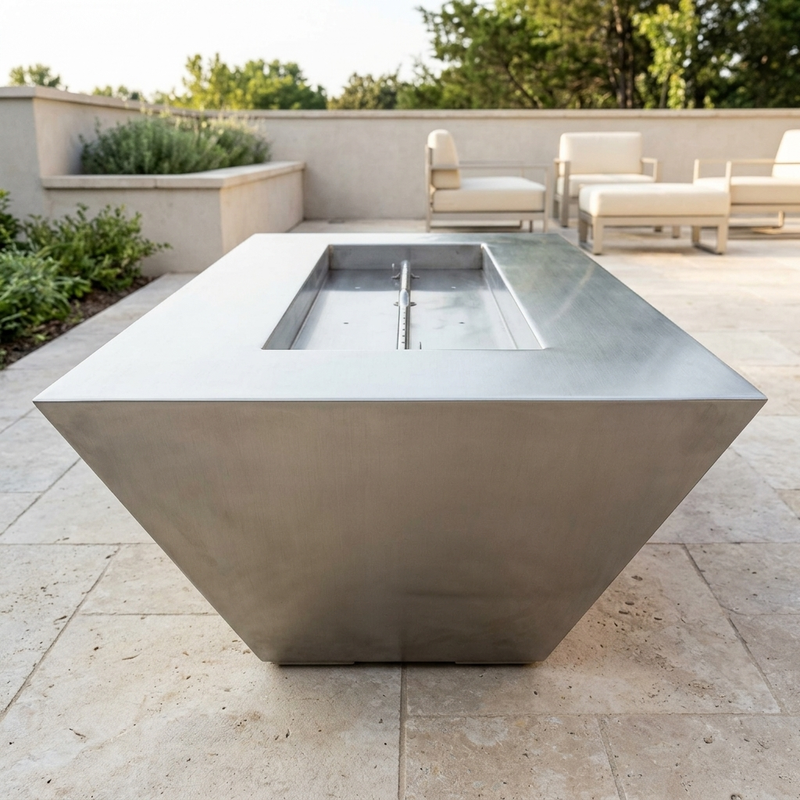 The Outdoor Plus 60" Atlantic Fire Pit — 24" Tall — Stainless Steel — alternate view