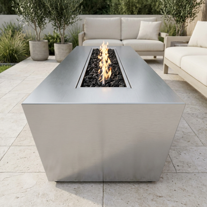 The Outdoor Plus 84" Mesa Fire Pit — Stainless Steel — alternate view