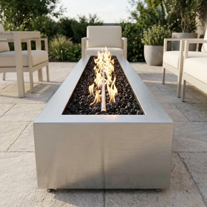 The Outdoor Plus 72" Eaves Fire Pit — Stainless Steel — alternate view