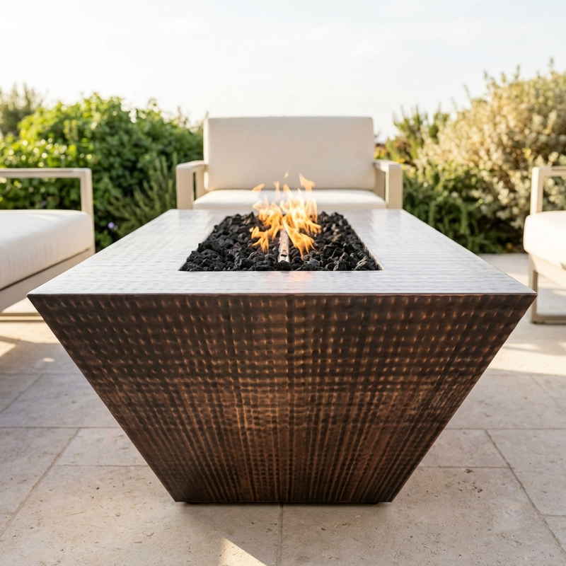 The Outdoor Plus 48" Atlantic Fire Pit — 18" Tall — Hammered Copper — alternate view