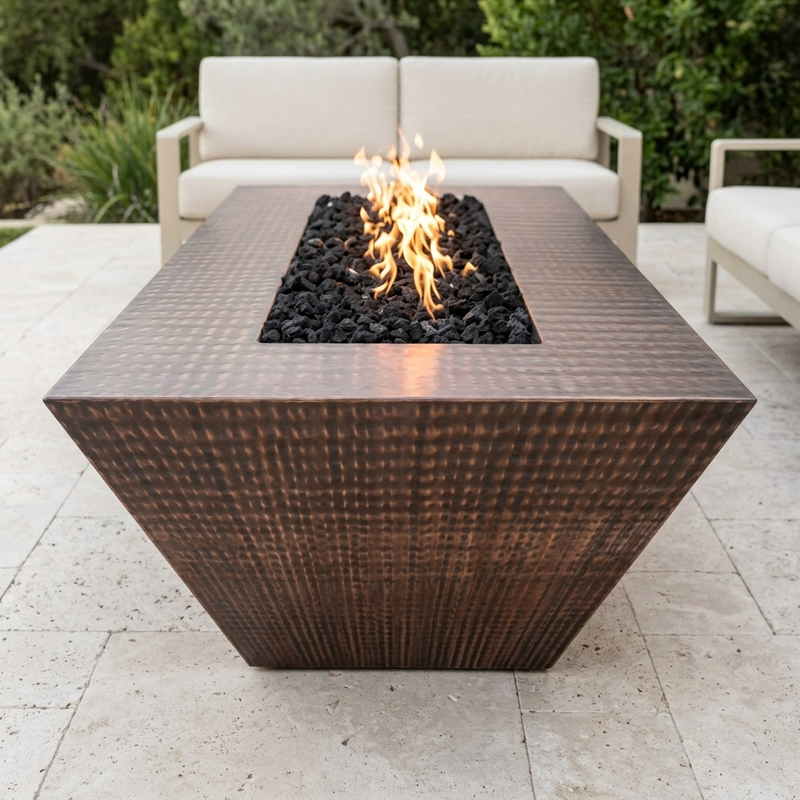 The Outdoor Plus 84" Atlantic Fire Pit — 24" Tall — Hammered Copper — alternate view