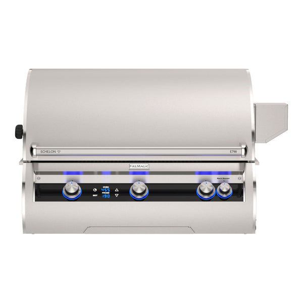 Fire Magic Echelon Diamond E790i Built-In Gas Grill — Digital Control — manufacturer view, solid hood