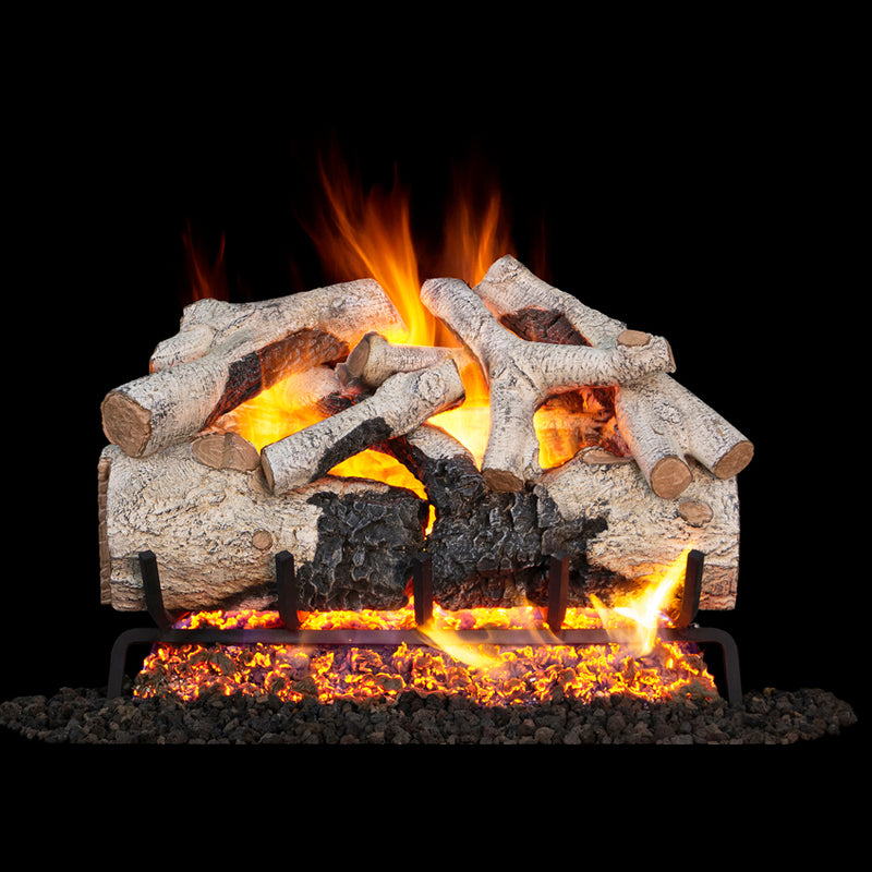 30" Charred Burnt Aspen Vented Gas Log Set | Real Fyre