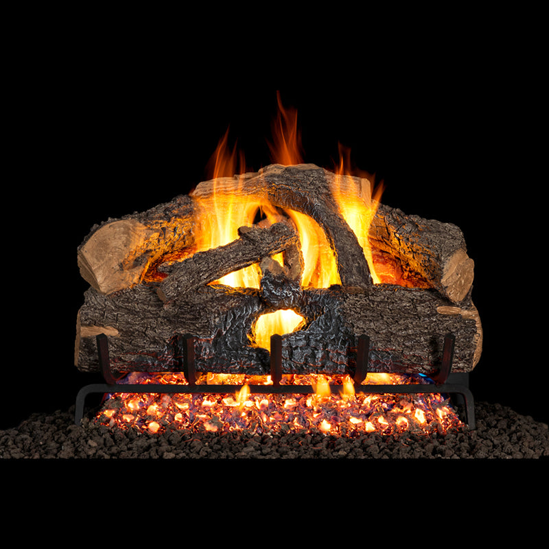 18" Charred Evergreen Oak Vented Gas Log Set | Real Fyre