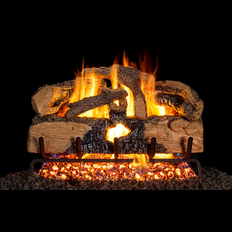 30" Charred Evergreen Split Oak Vented Gas Log Set | Real Fyre