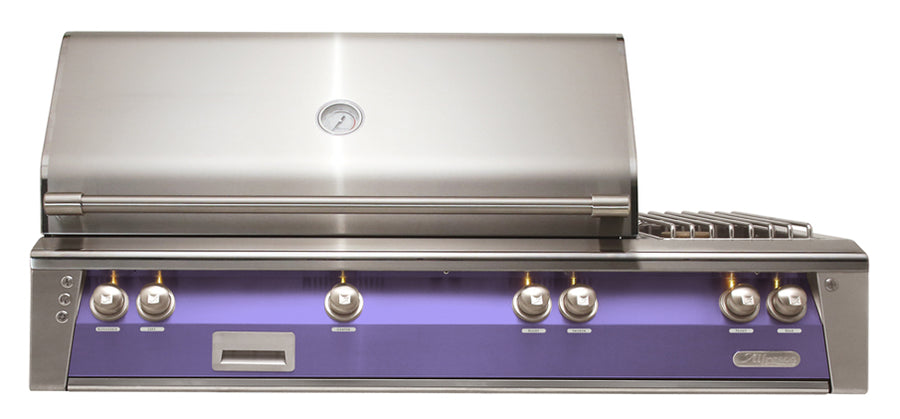 Alfresco ALXE 56-Inch Built-In Natural Gas Grill & Side Burners — Lilac / Blue Lilac Gloss