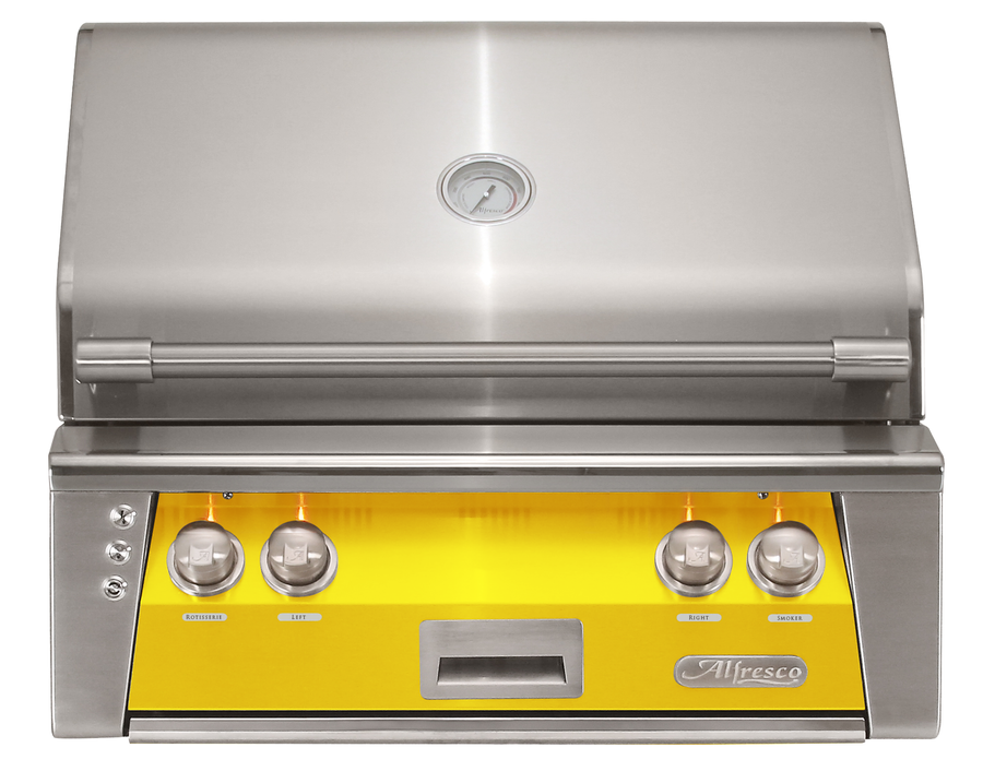 Alfresco ALXE 30-Inch Built-In Natural Gas Grill — Traffic Yellow Gloss
