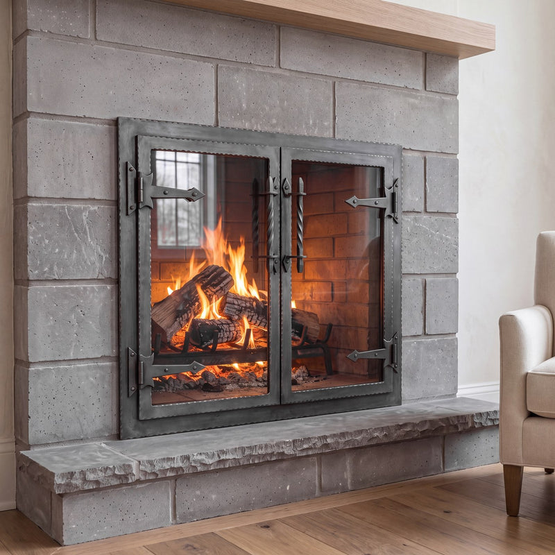 Hammered Edge - Masonry & Prefab Fireplace Glass Doors | Custom