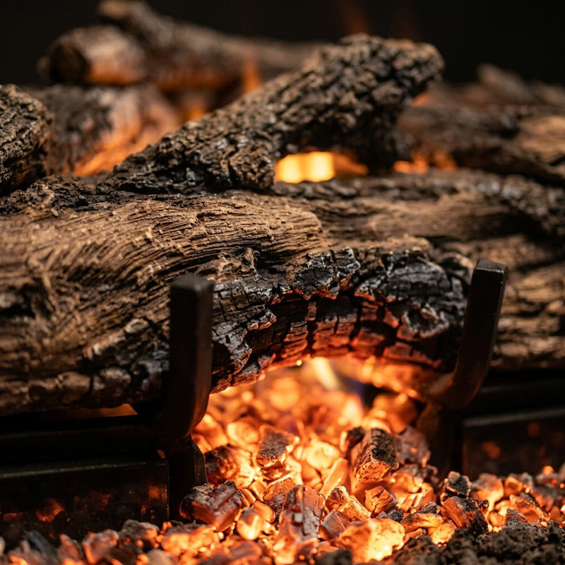 30" Peterson Charred Aged Split Outdoor Ventless Gas Logs | Real Fyre