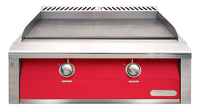 Alfresco 30-Inch Built-In Natural Gas Griddle — Raspberry Red Gloss — manufacturer front view
