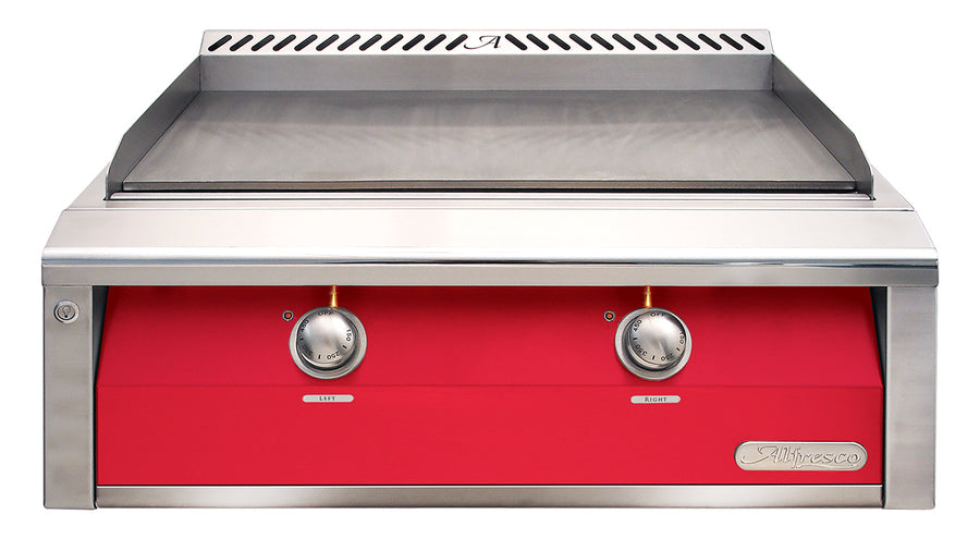Alfresco 30-Inch Built-In Natural Gas Griddle — Raspberry Red Gloss