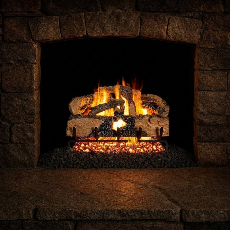 18-inch Charred Evergreen Split Oak Vented Gas Log Set by Real Fyre