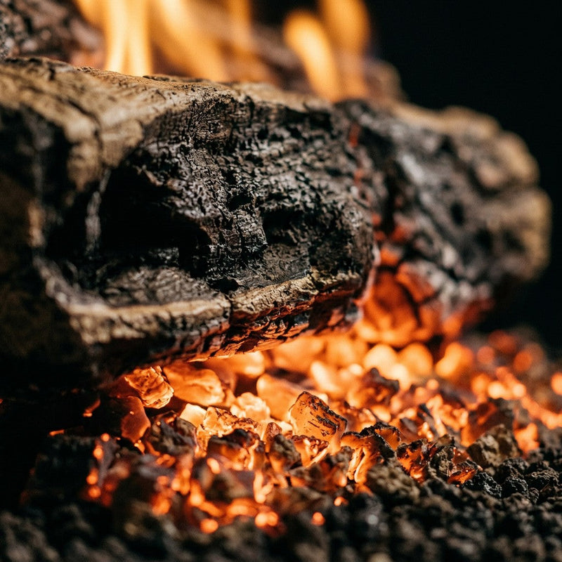 18" Charred Rugged Split Oak Outdoor Vented Gas Log Set | Real Fyre