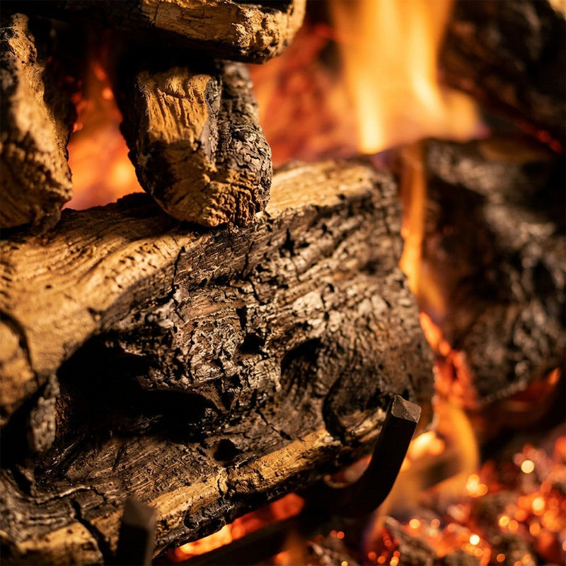 24" Charred Rugged Split Oak Vented Gas Log Set | Real Fyre