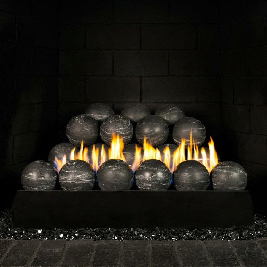 24" Peterson Nero Marquina Fireball Ventless Gas Logs