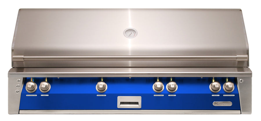 Alfresco ALXE 56-Inch Built-In Natural Gas Grill with Sear Zone — Ultramarine Blue Gloss