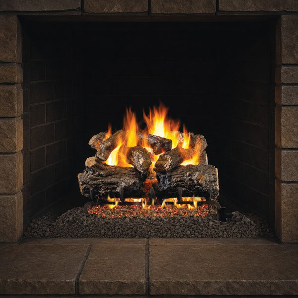 18" Burnt Rustic Oak ANSI Vented Gas Log Set | Real Fyre