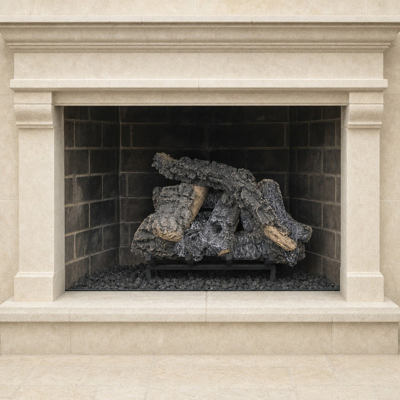 18" Canyon Timbers Vented Gas Log Set | Hargrove — installed in masonry fireplace