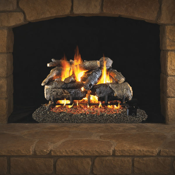18" Charred American Oak ANSI Vented Gas Log Set | Real Fyre