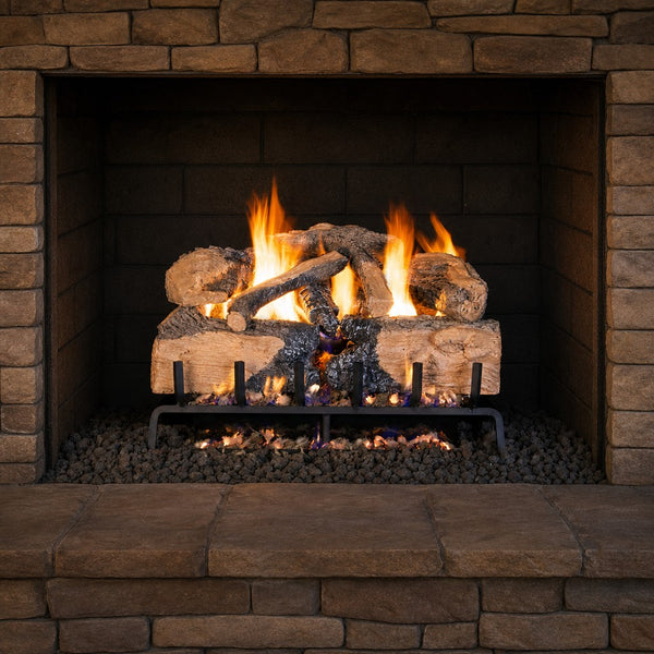 18" Charred Angel Split Oak Vented Gas Log Set | Real Fyre