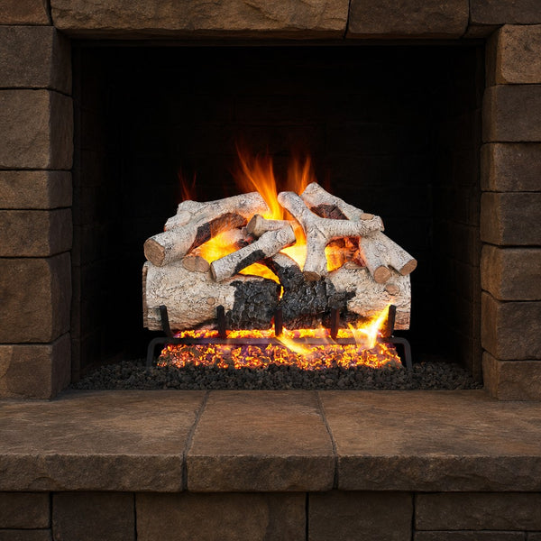 18" Charred Burnt Aspen Vented Gas Log Set | Real Fyre