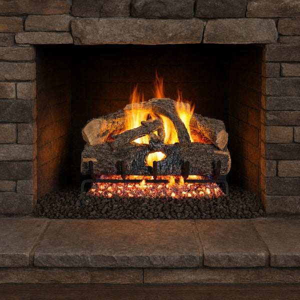 18" Charred Evergreen Oak Vented Gas Log Set | Real Fyre