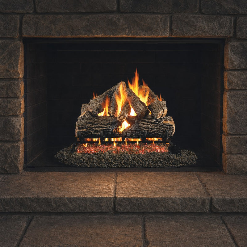 18" Charred Oak Vented Gas Log Set | Real Fyre
