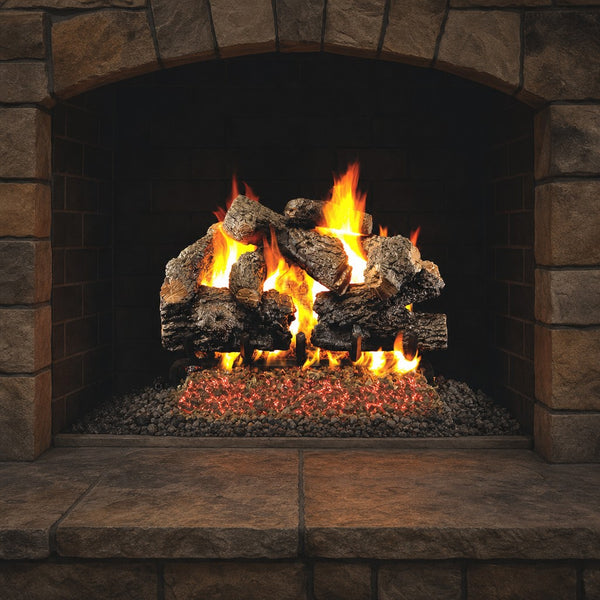 18" Charred Royal English Oak Vented Gas Log Set | Real Fyre