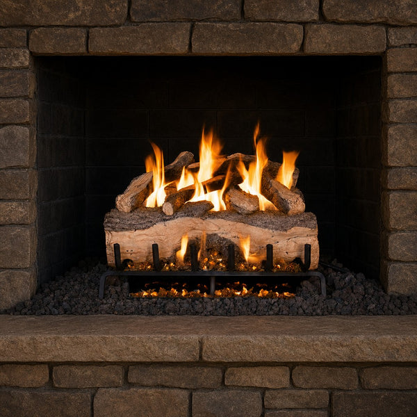 18" Mountain Crest Split Oak Vented Gas Log Set | Real Fyre