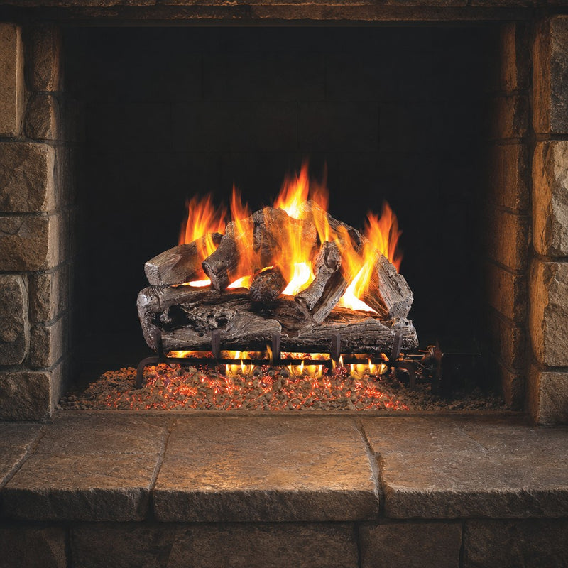 18" Rugged Oak Vented Gas Log Set | Real Fyre