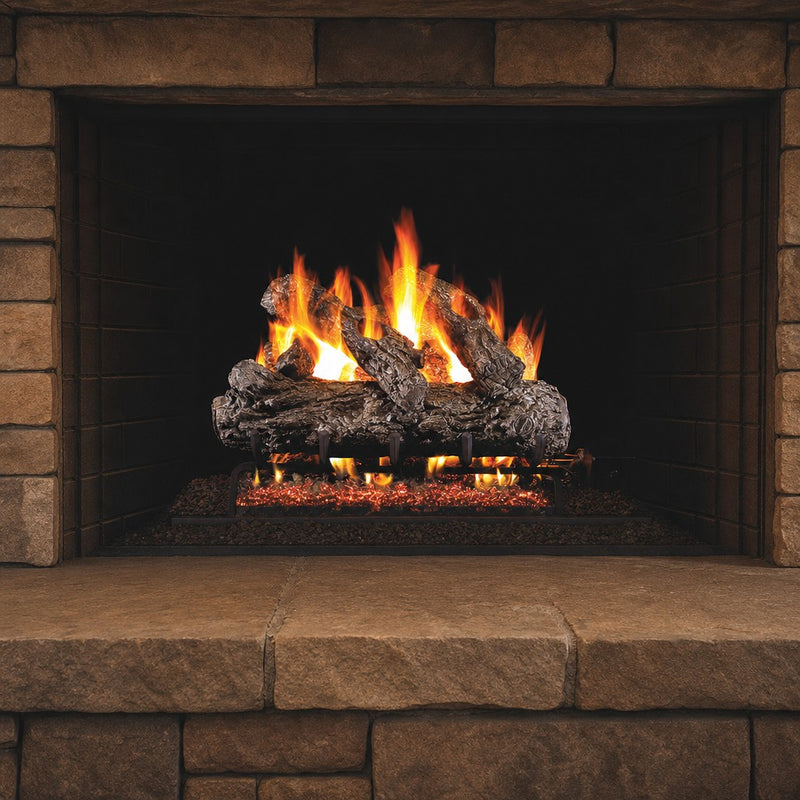 18" Rustic Oak Vented Gas Log Set | Real Fyre