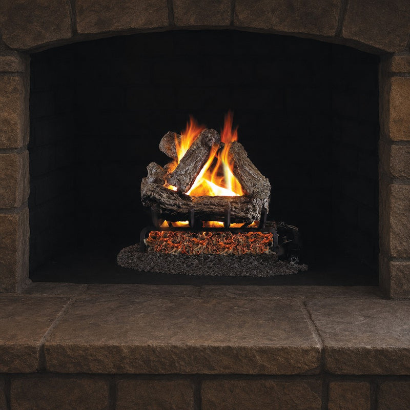 18" Rustic Oak Vented Gas Log Set | Real Fyre