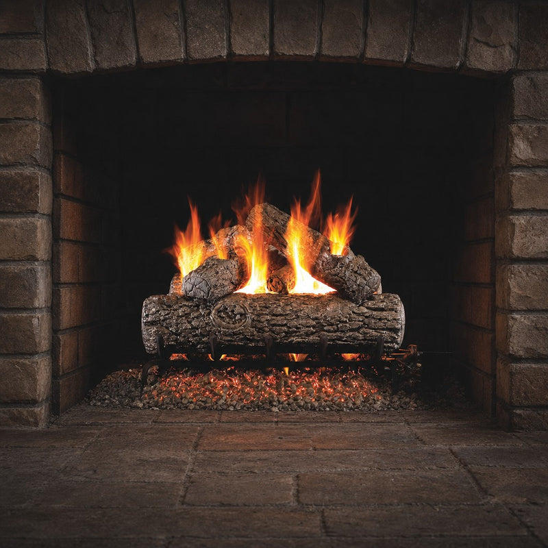 19" Golden Oak Vented Gas Log Set | Real Fyre