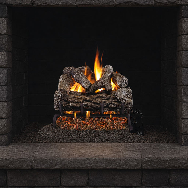 19" Golden Oak Vented Gas Log Set | Real Fyre