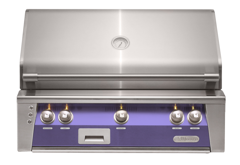 Alfresco ALXE 36-Inch Built-In Natural Gas Grill — Lilac / Blue Lilac Gloss — manufacturer front view