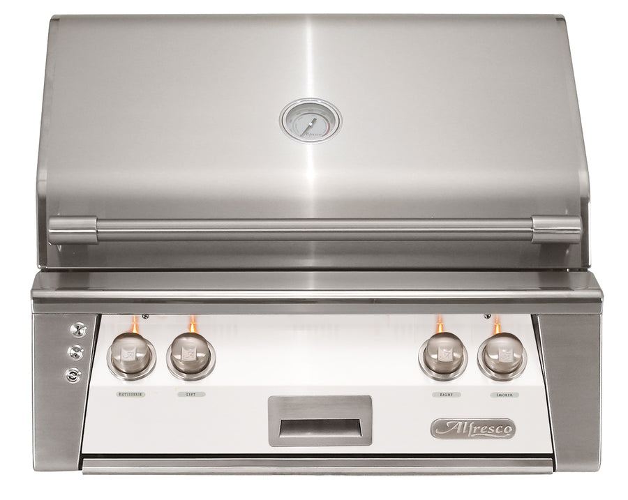 Alfresco ALXE 30-Inch Built-In Natural Gas Grill — Signal White Matte
