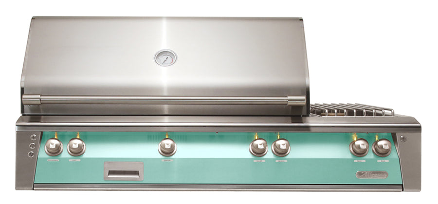 Alfresco ALXE 56-Inch Built-In Natural Gas Grill & Side Burners — Light Green Gloss