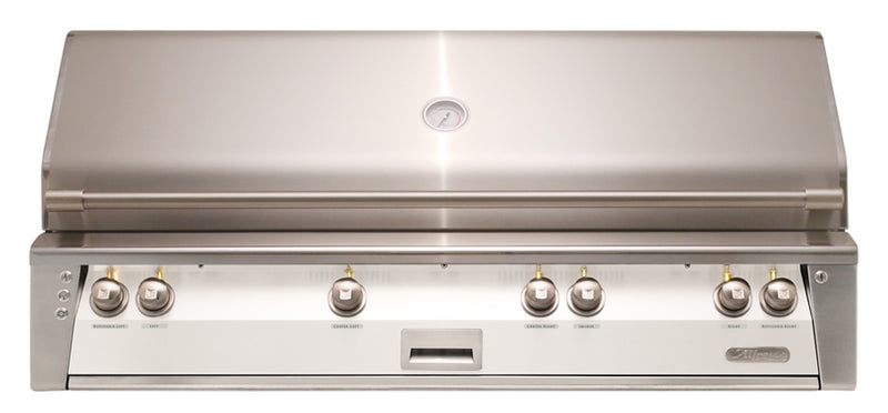 Alfresco ALXE 56-Inch Built-In Natural Gas Grill with Sear Zone — Signal White Gloss — manufacturer front view