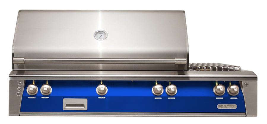 Alfresco ALXE 56-Inch Built-In Natural Gas Grill & Side Burners — Ultramarine Blue Gloss