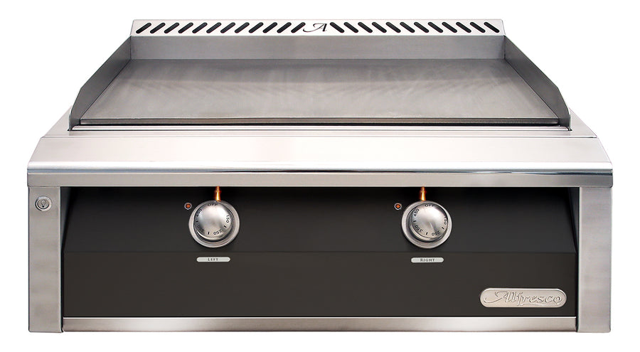 Alfresco 30-Inch Built-In Natural Gas Griddle — Jet Black Matte
