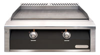 Alfresco 30-Inch Built-In Propane Griddle — Jet Black Matte — manufacturer front view
