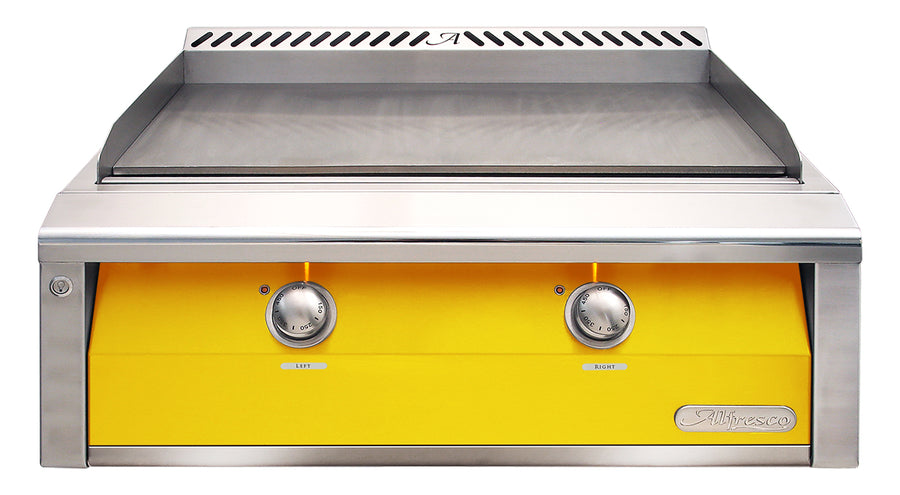 Alfresco 30-Inch Built-In Natural Gas Griddle — Traffic Yellow Gloss