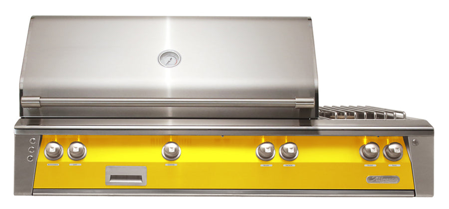 Alfresco ALXE 56-Inch Built-In Natural Gas Grill & Side Burners — Traffic Yellow Gloss
