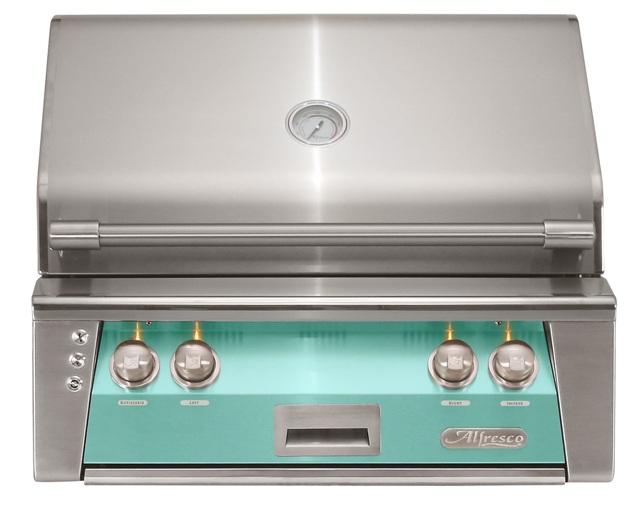 Alfresco ALXE 30-Inch Built-In Natural Gas Grill — Light Green Gloss