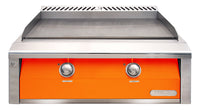 Alfresco 30-Inch Built-In Natural Gas Griddle — Luminous Orange Gloss — manufacturer front view