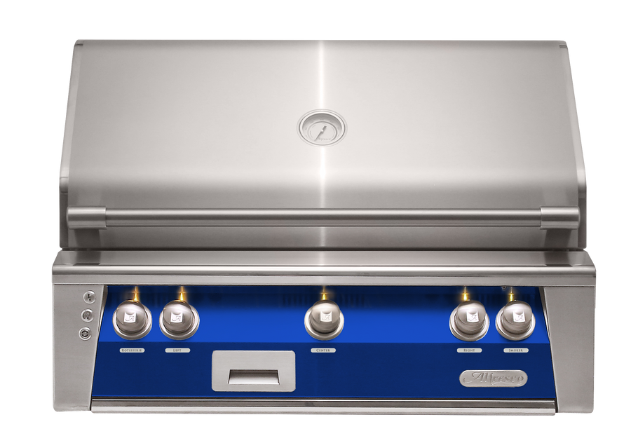 Alfresco ALXE 36-Inch Built-In Natural Gas Grill — Ultramarine Blue Gloss