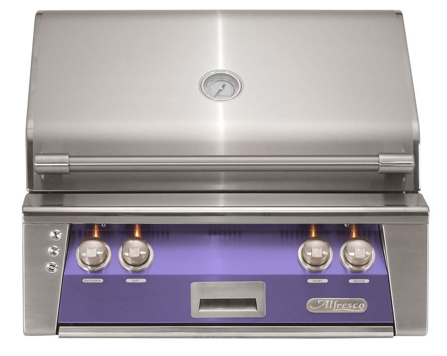 Alfresco ALXE 30-Inch Built-In Natural Gas Grill — Lilac / Blue Lilac Gloss